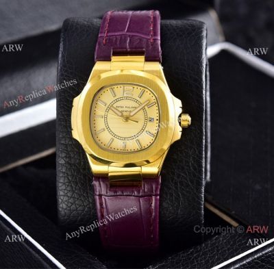 Copy Patek Philippe Lady Nautilus Quartz Watches Yellow Gold